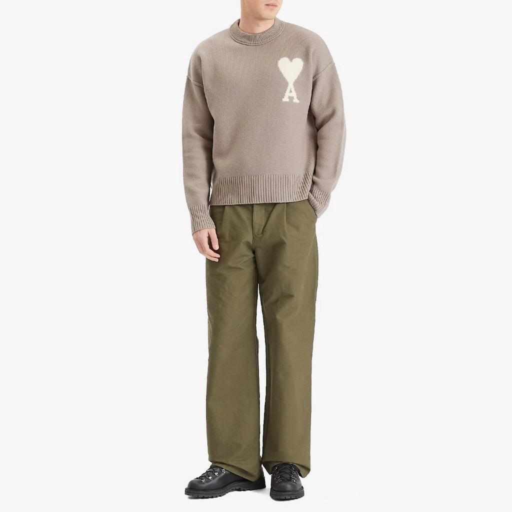 AMI Paris Men's Off White ADC Sweater Ash/Off White